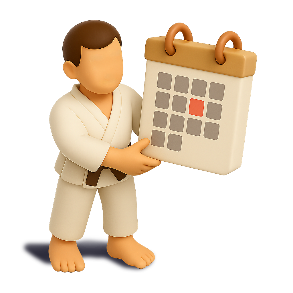 Judoka présentant un calendrier d'événements